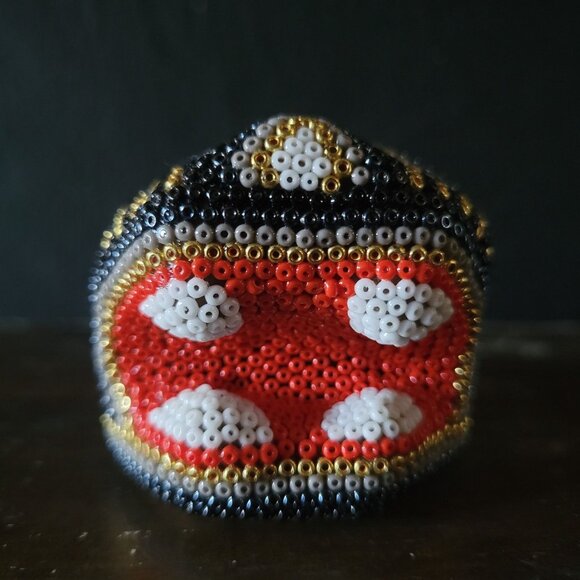 Vintage Small Huichol Beaded Jaguar Head Mexican Folk Art - Picture 7 of 9